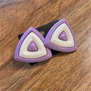 Vintage Lavender and White Geometric Earrings